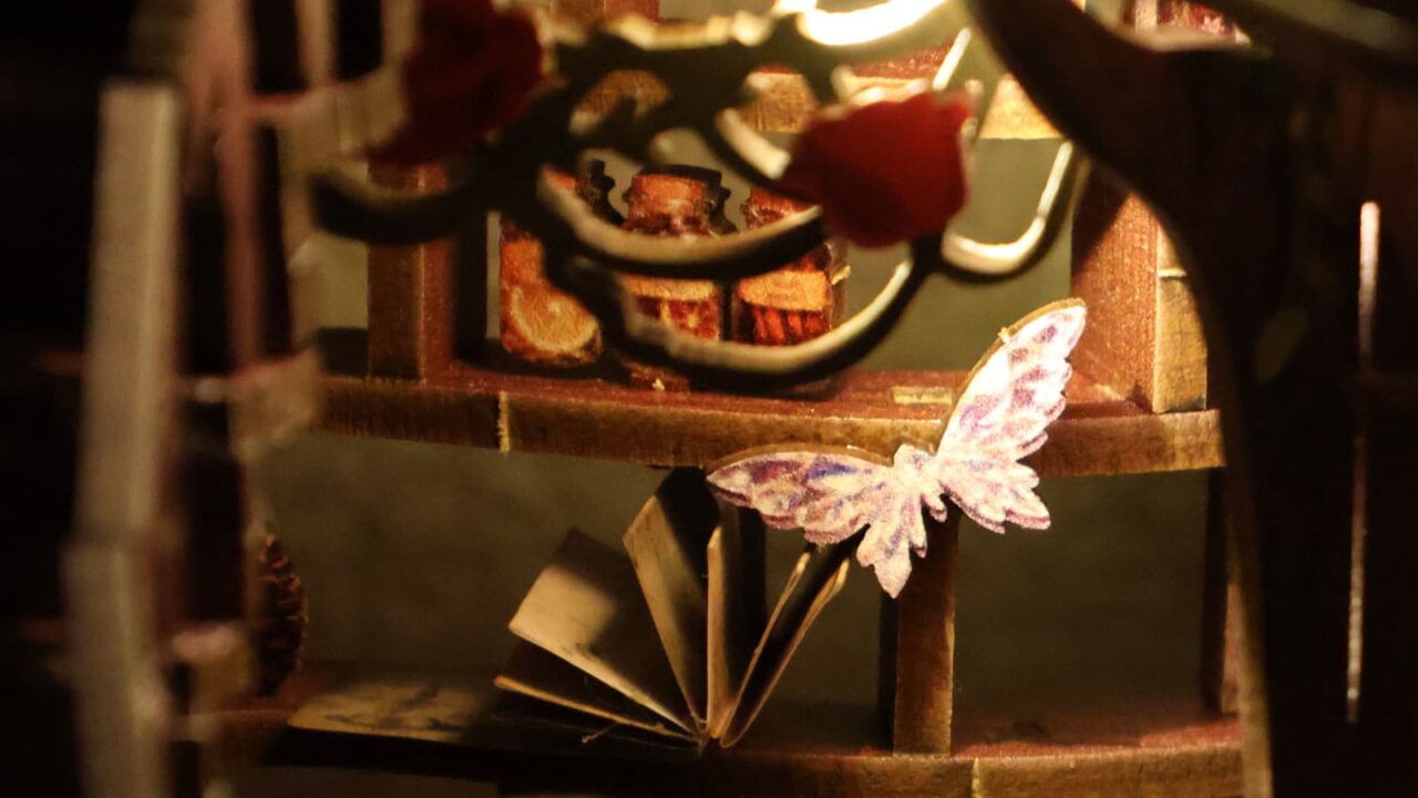 ミニチュア「森の図書館」点灯8（蝶）